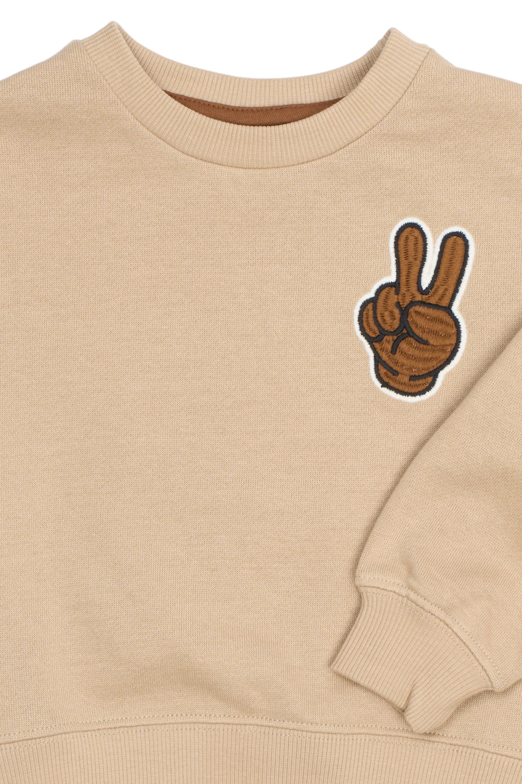 🤎 Phineas OS Sweatshirt – Humus Beige met Smiley Peace | The New Siblings