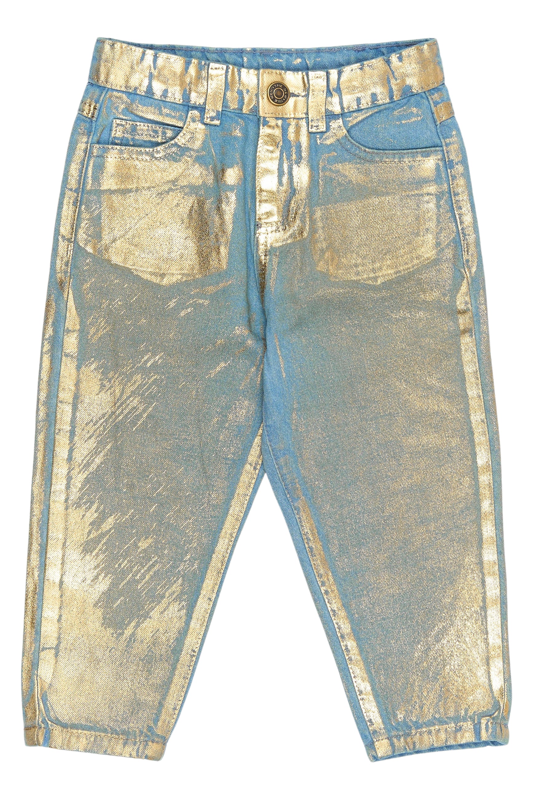 ✨ Roxanne Carrot Jeans – Light Blue Denim met Gouden Shine ✨