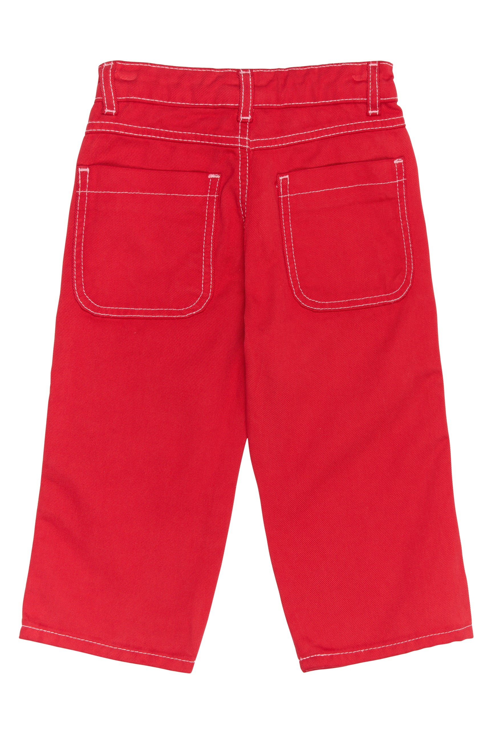 ❤️ Rosaria Wide Pants – Vurig Rood met Witte Stiksels ❤️