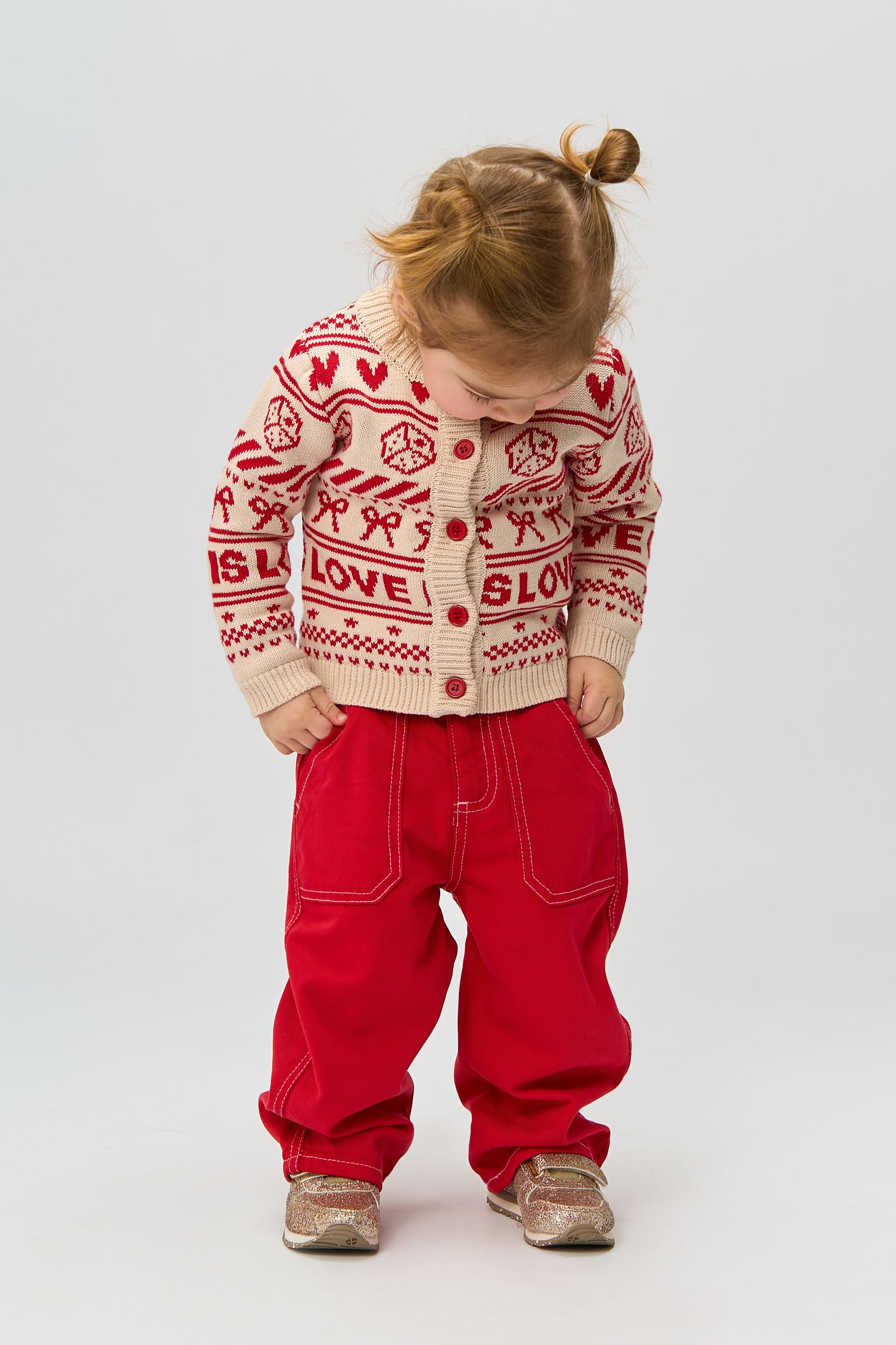 ❤️ Rosaria Wide Pants – Vurig Rood met Witte Stiksels ❤️