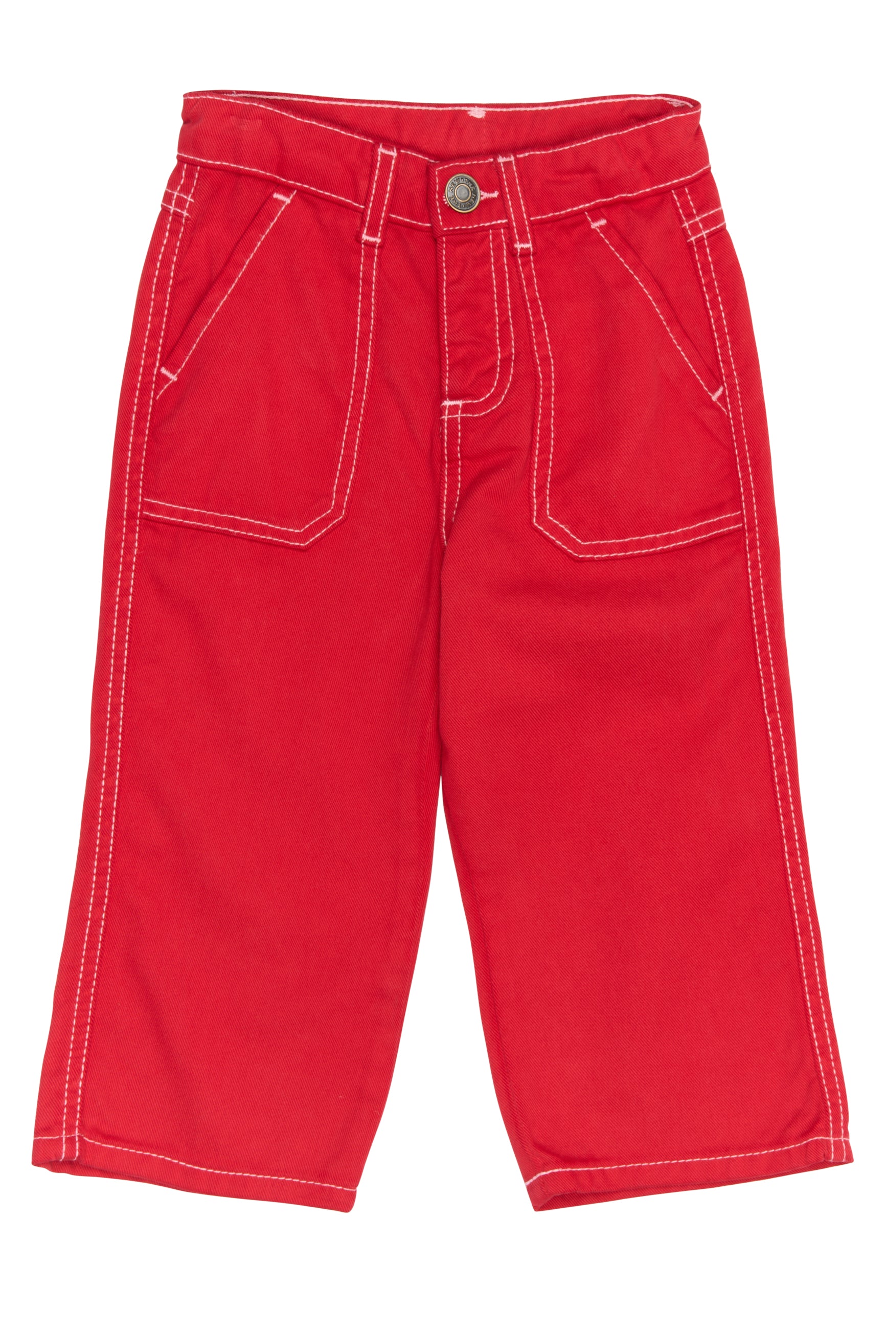 ❤️ Rosaria Wide Pants – Vurig Rood met Witte Stiksels ❤️