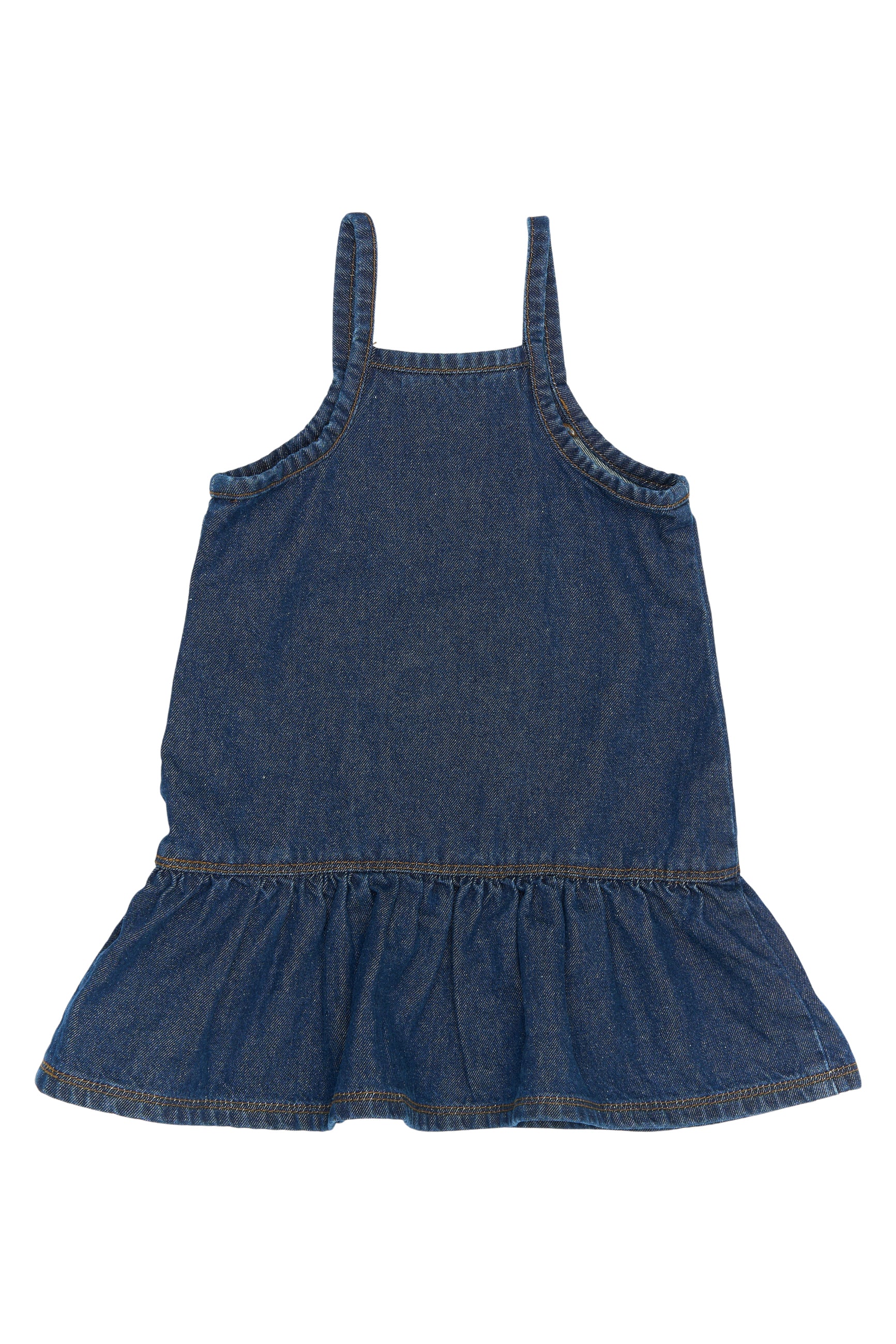 💙 Raya Strap Denim Dress – Medium Blue met Gouden Strikje 💛