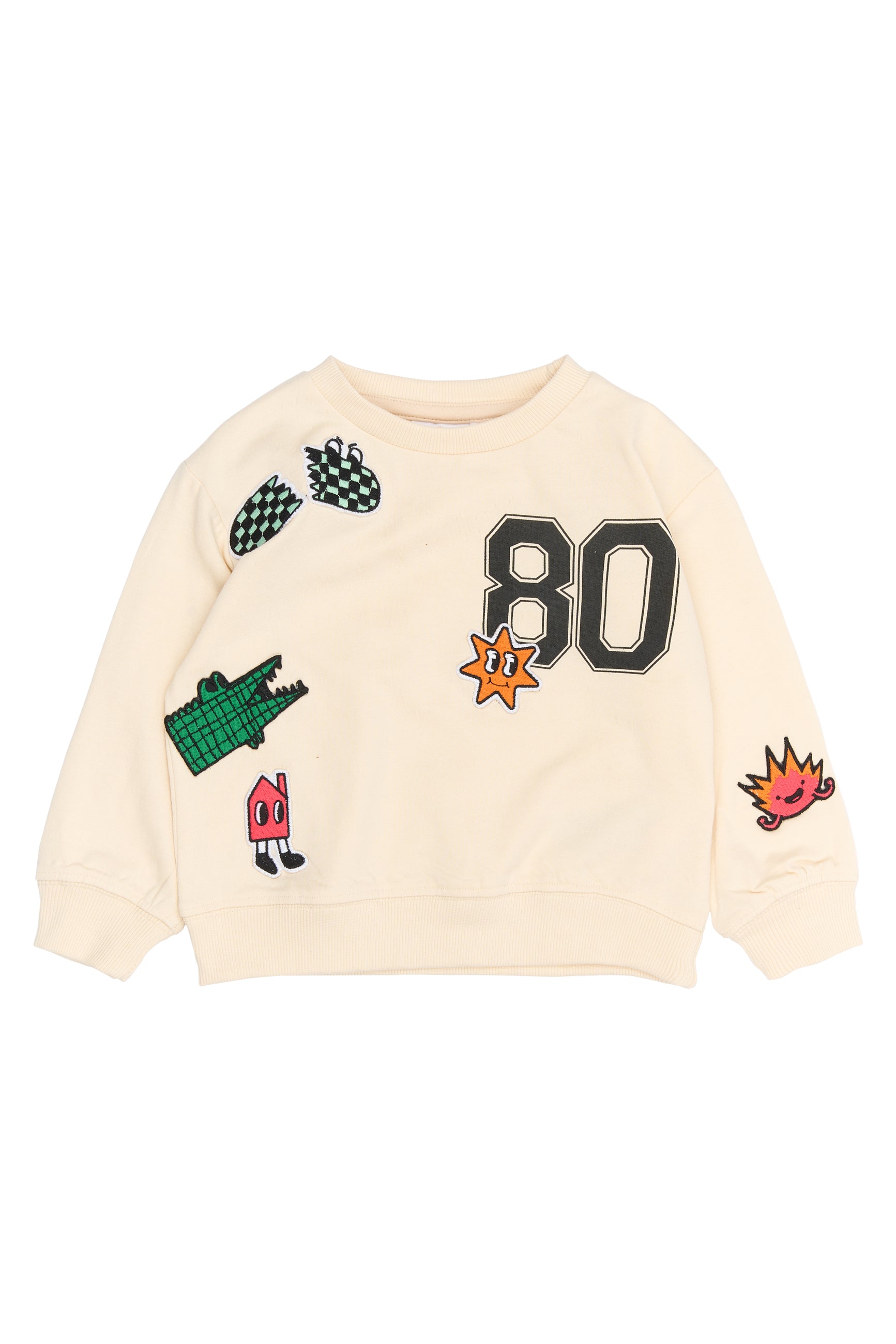 🤍 Raymond Oversized Sweatshirt – Gardenia met Coole Patches 🐊🌞
