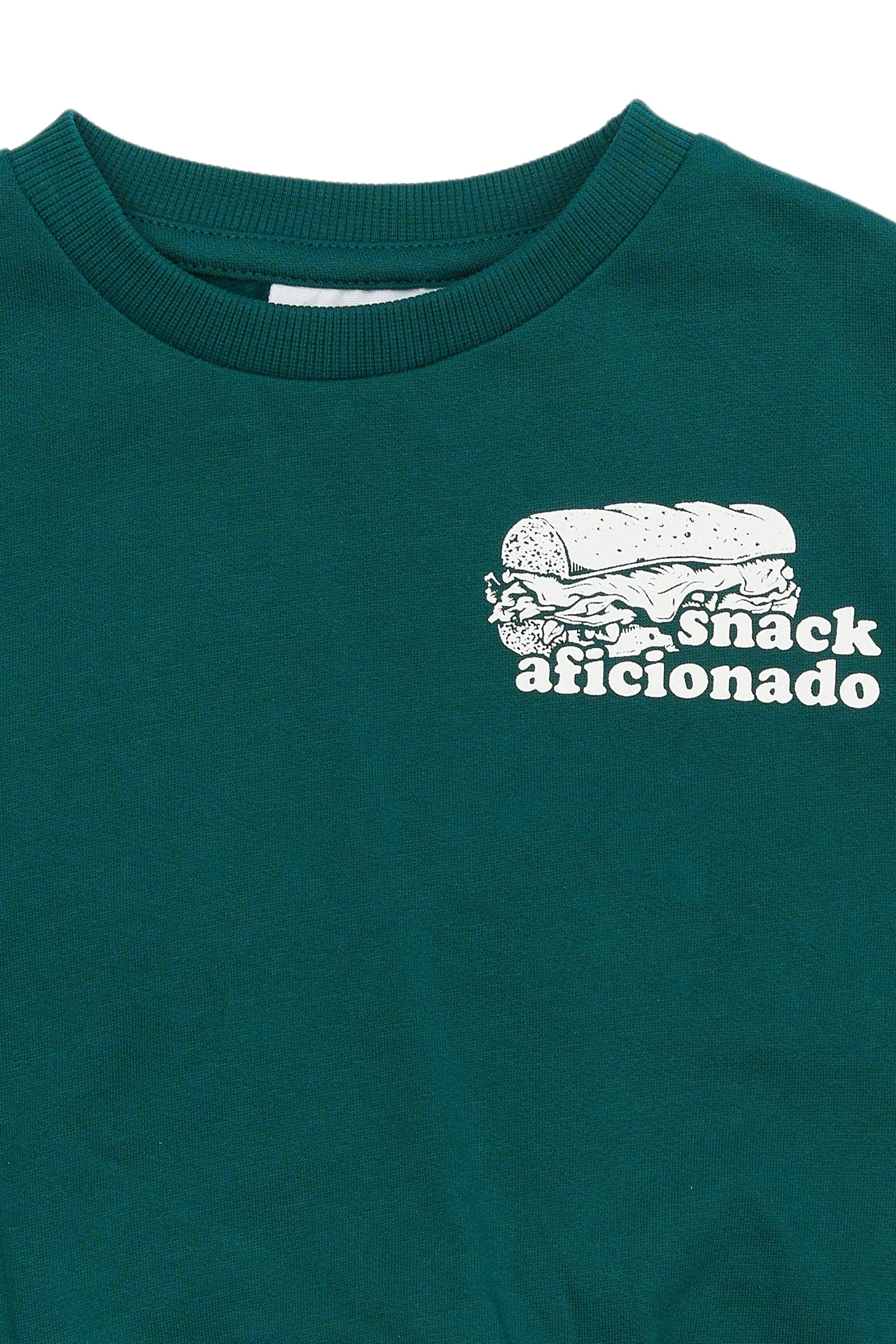 💚 Rory Oversized Sweatshirt – Deep Teal met Fun Tekstprints 🍔