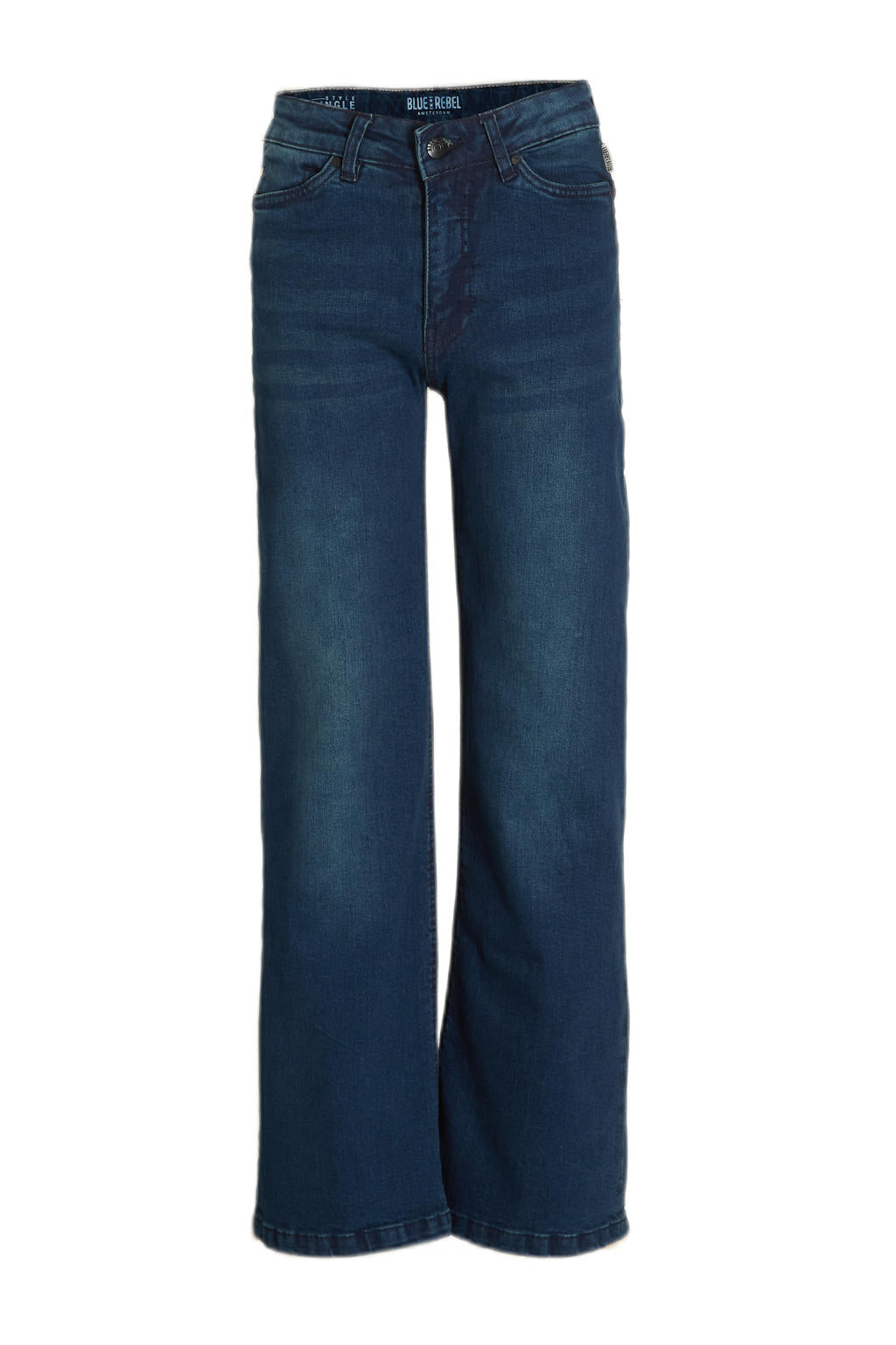 Stoere Blue Rebel jeans voor meisjes in een mooie blauwe kleur en rechte pijpen.