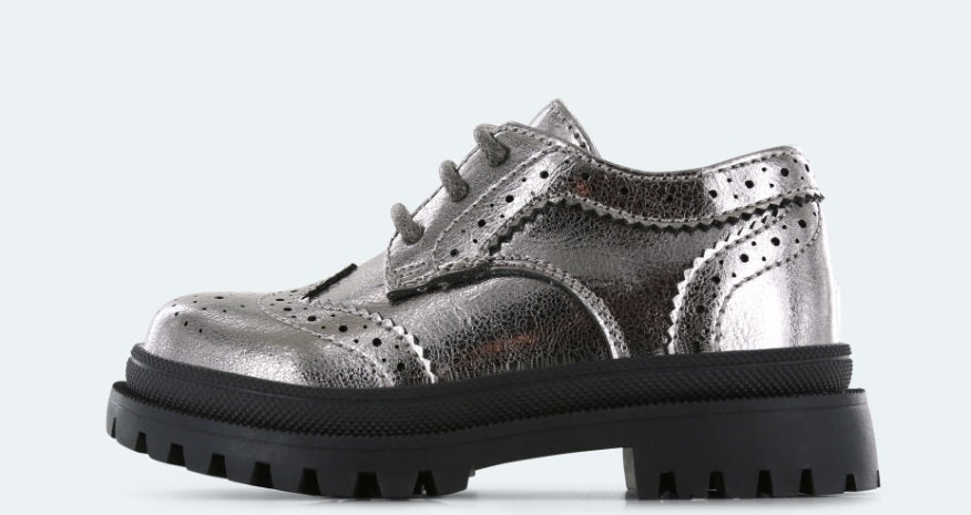 Shoesme zilveren brogue veterschoen