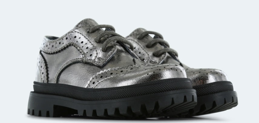 Shoesme zilveren brogue veterschoen